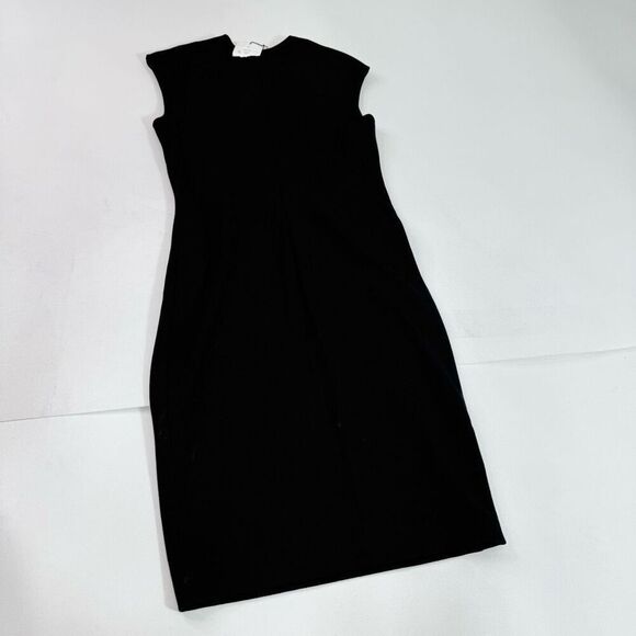 Vince Dress Womens 6 Black Sheath Short Sleeve V Neck Career Minimalist New - Picture 5 of 8